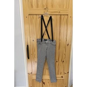 Tripp NYC Jeans Juniors 15 Black White Checkerboard Skinny Suspender Punk